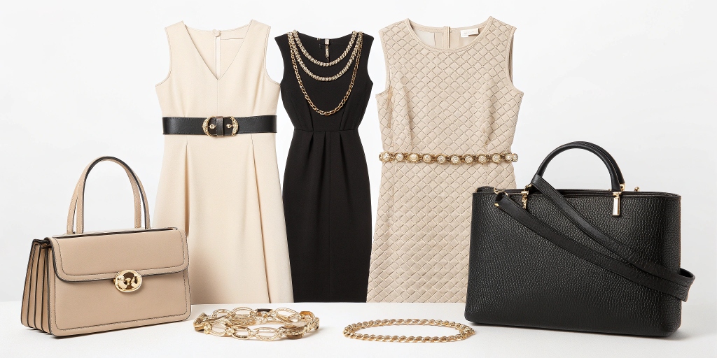 Affordable luxury fashion pieces including handbags, dresses, and accessories from top budget-friendly brands, offering a chic high-end look for less.