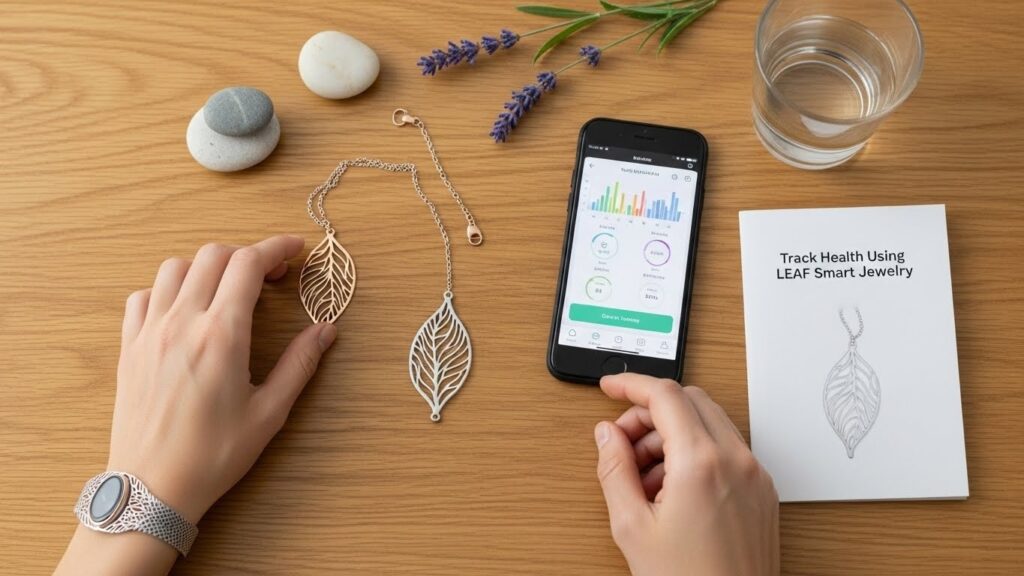Minimalist smart jewelry used for stress and habit tracking