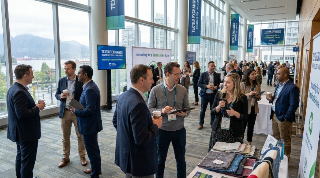 Sustainability leaders and fashion industry professionals networking at Textile Exchange Conference 2026 in Vancouver