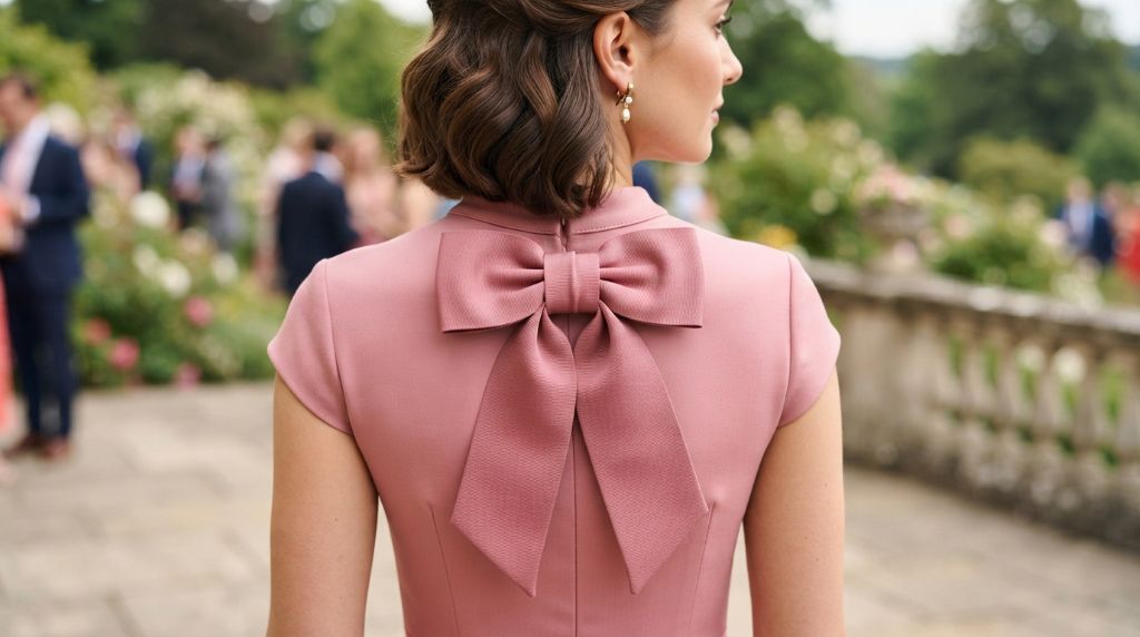 Perfectly tied bow detail on a stylish dress